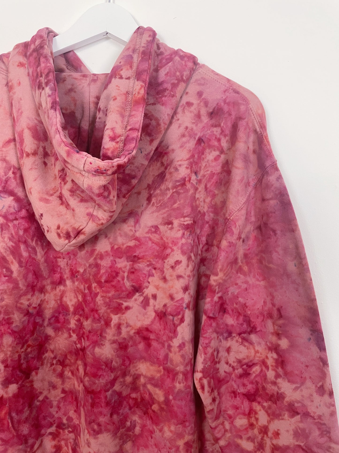 L | Ice Dye Crushed Raspberry Hand Dyed Pullover Hoodie