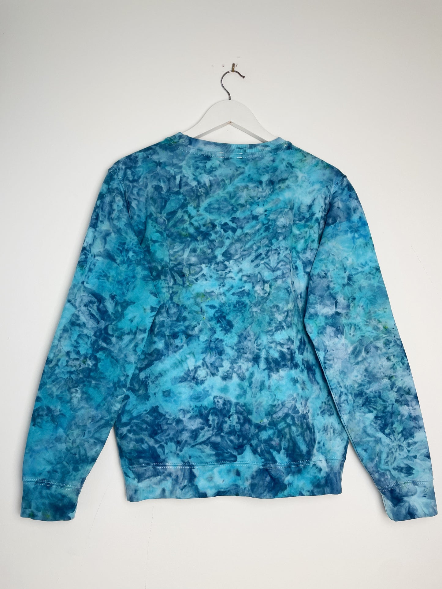 S | Ice Dye Ocean Blue Hand Dyed Sweatshirt