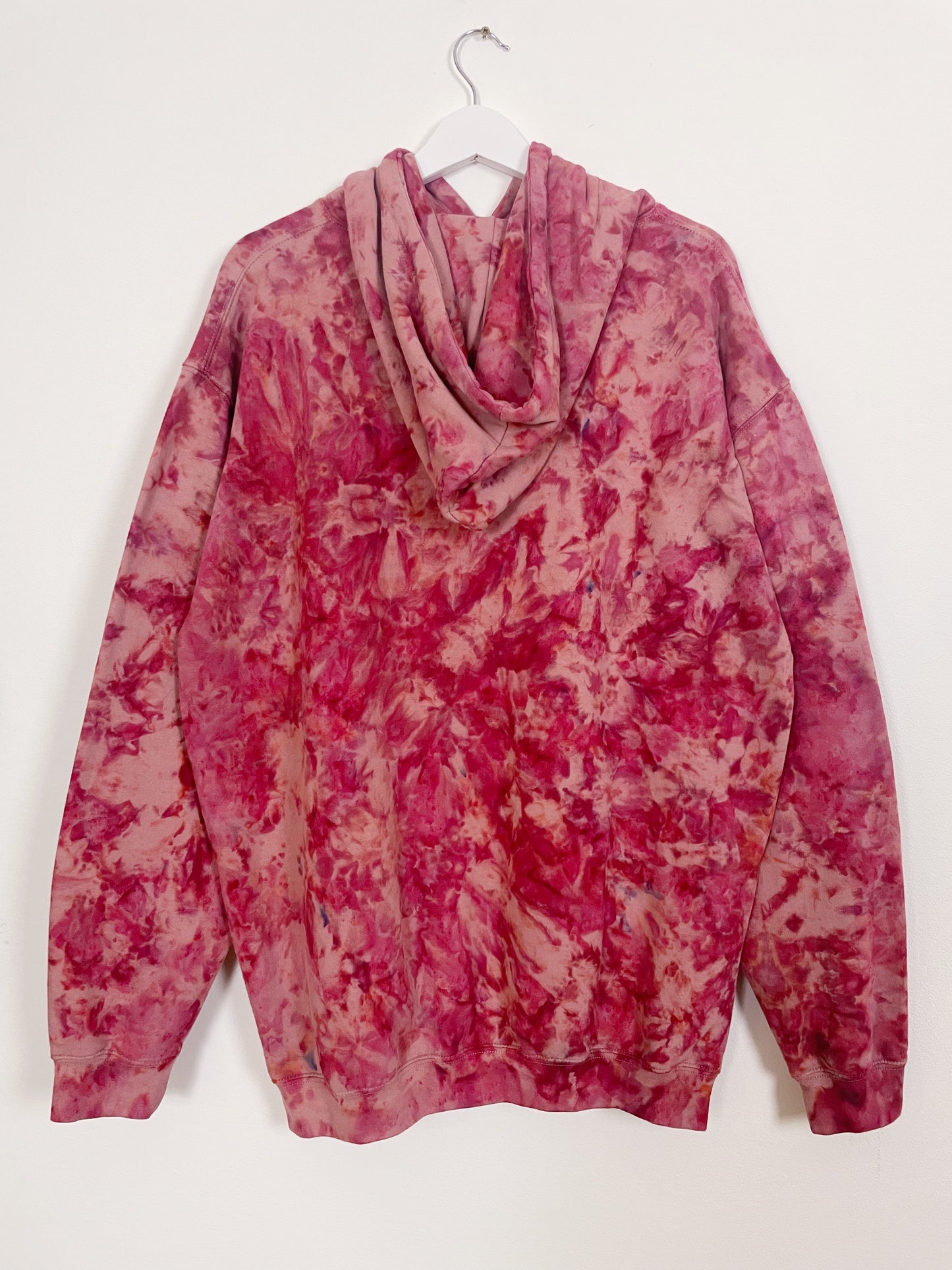 XL | Ice Dye Crushed Raspberry Hand Dyed Pullover Hoodie