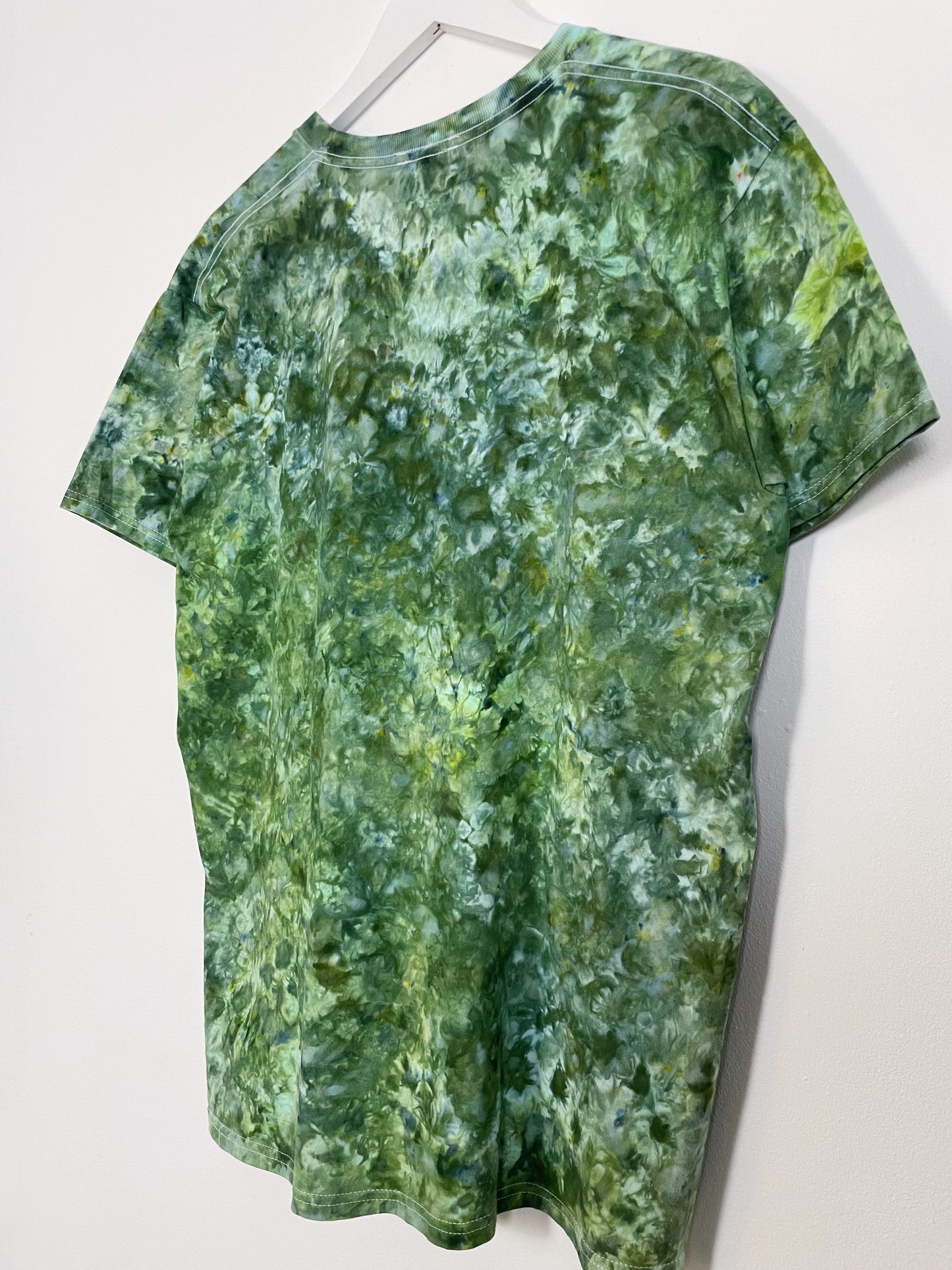 L | Ice Dye Dark Green Hand Dyed Ice Tie Dye T-Shirt