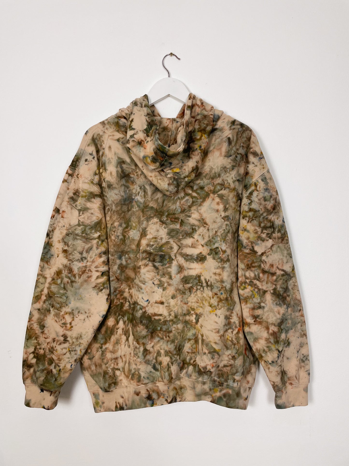 XL | Ice Dye Driftwood Hand Dyed Brown Pullover Hoodie