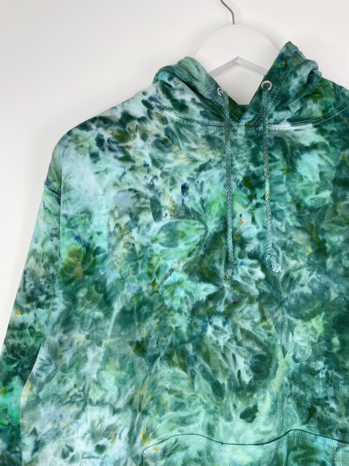 M | Ice Dye Dark Green Hand Dyed Pullover Hoodie