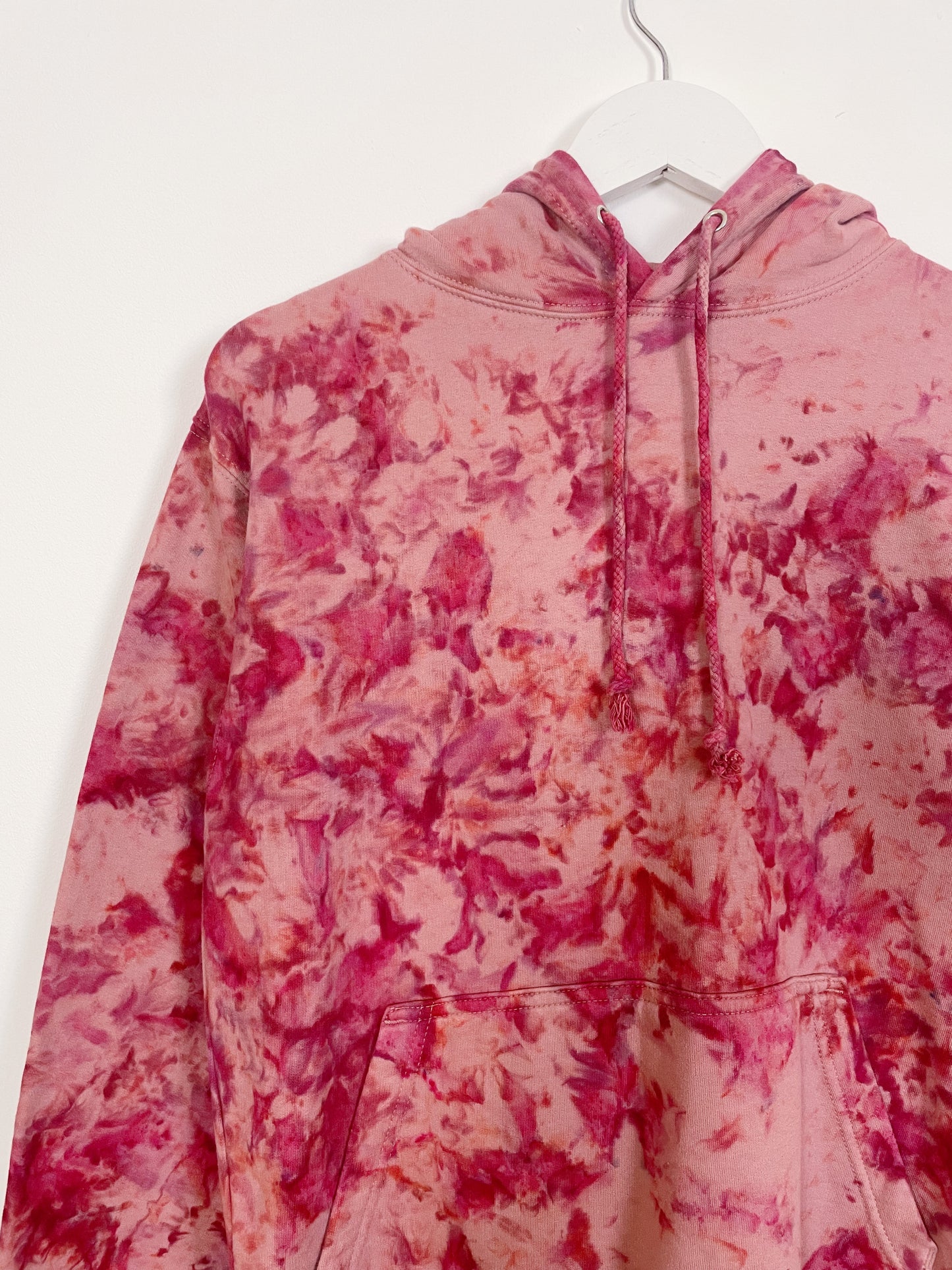 S | Ice Dye Crushed Raspberry Hand Dyed Pullover Hoodie
