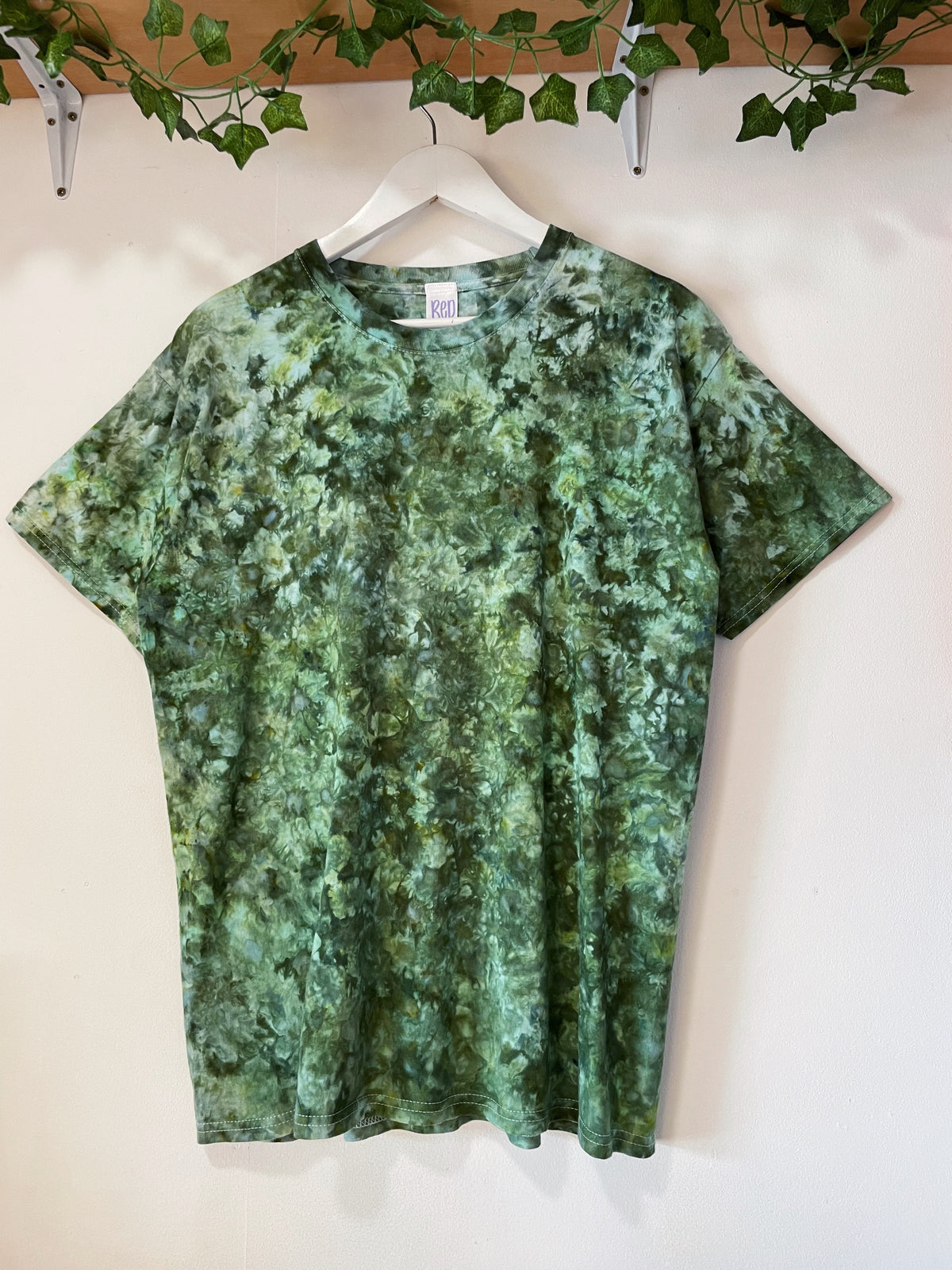 L | Ice Dye Dark Green Hand Dyed Ice Tie Dye T-Shirt