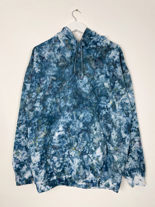 XL | Ice Dye Ink Black Hand Dyed Pullover Hoodie