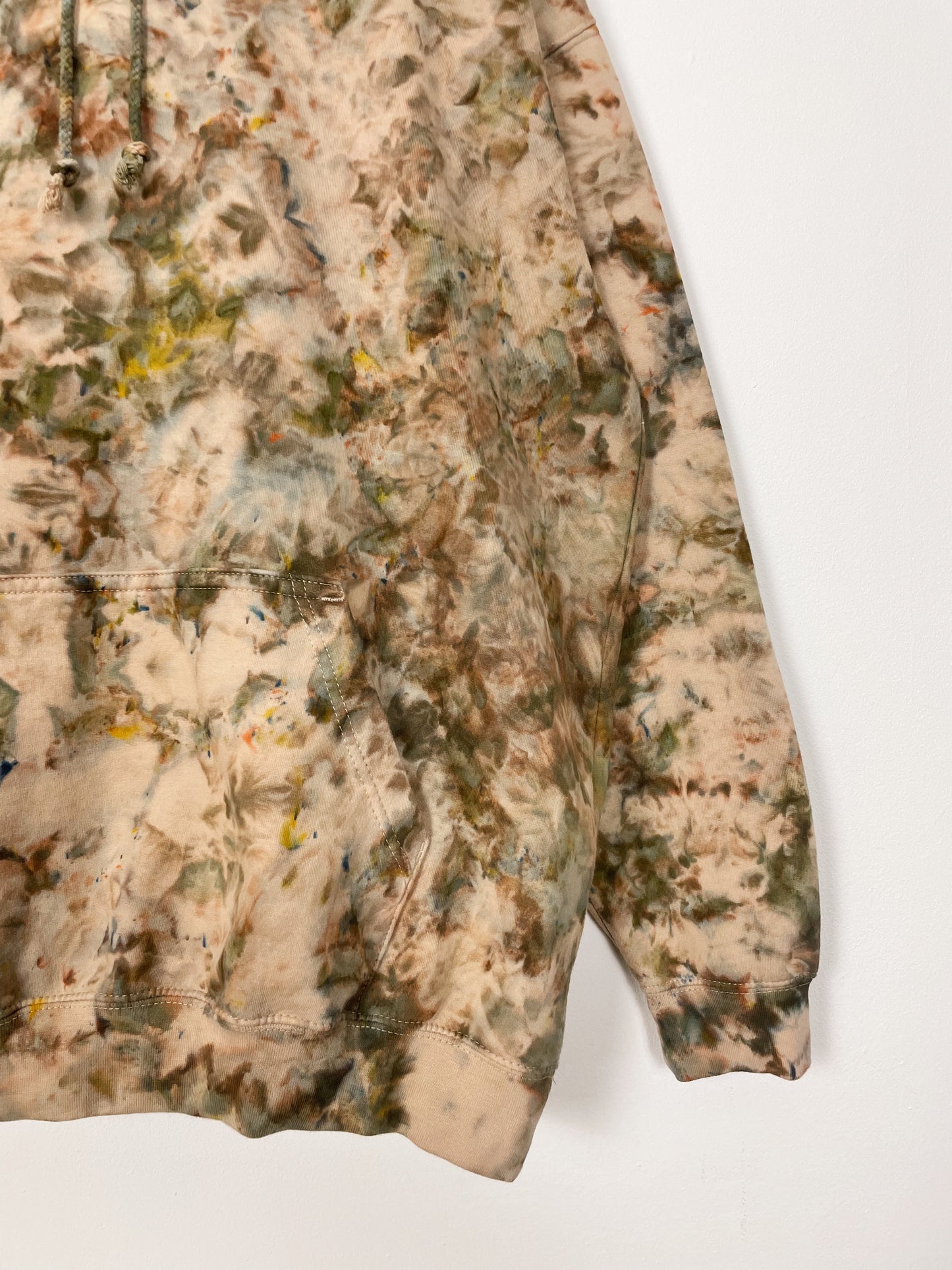 XL | Ice Dye Driftwood Hand Dyed Brown Pullover Hoodie