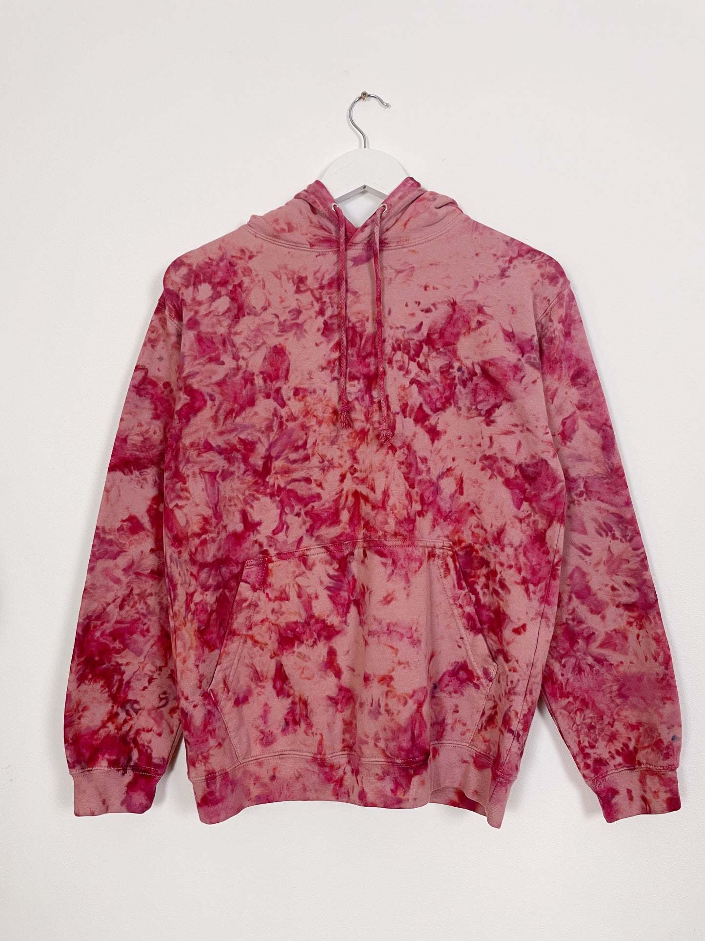 S | Ice Dye Crushed Raspberry Hand Dyed Pullover Hoodie