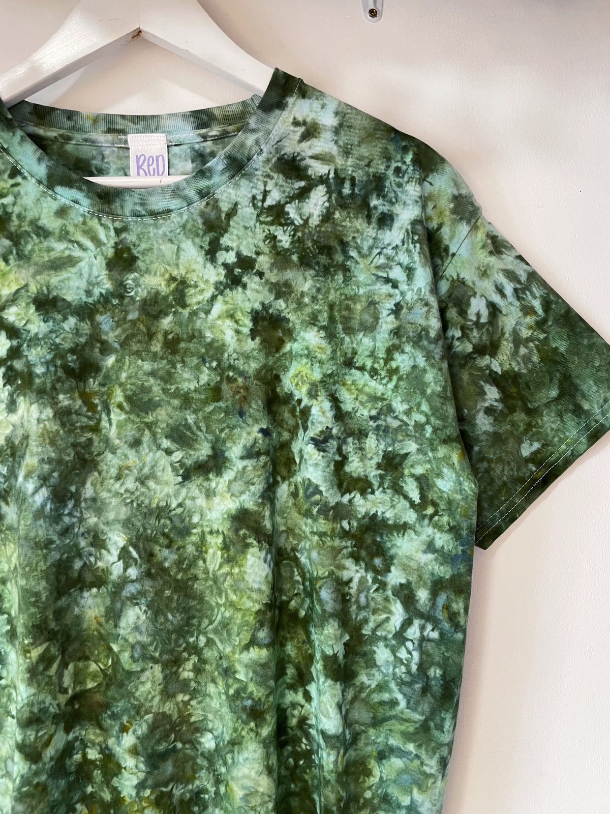 L | Ice Dye Dark Green Hand Dyed Ice Tie Dye T-Shirt