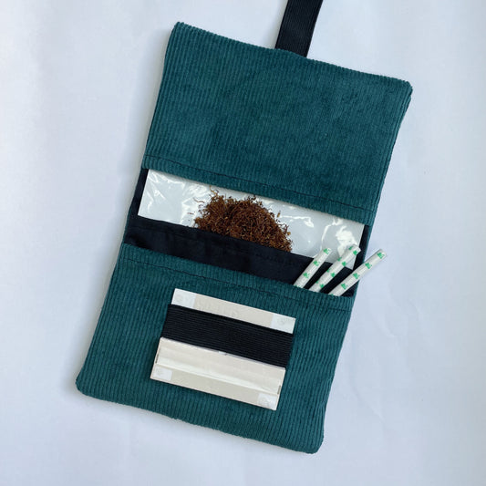 Handmade Tobacco Pouch | Teal Corduroy Tobacco Storage Cover