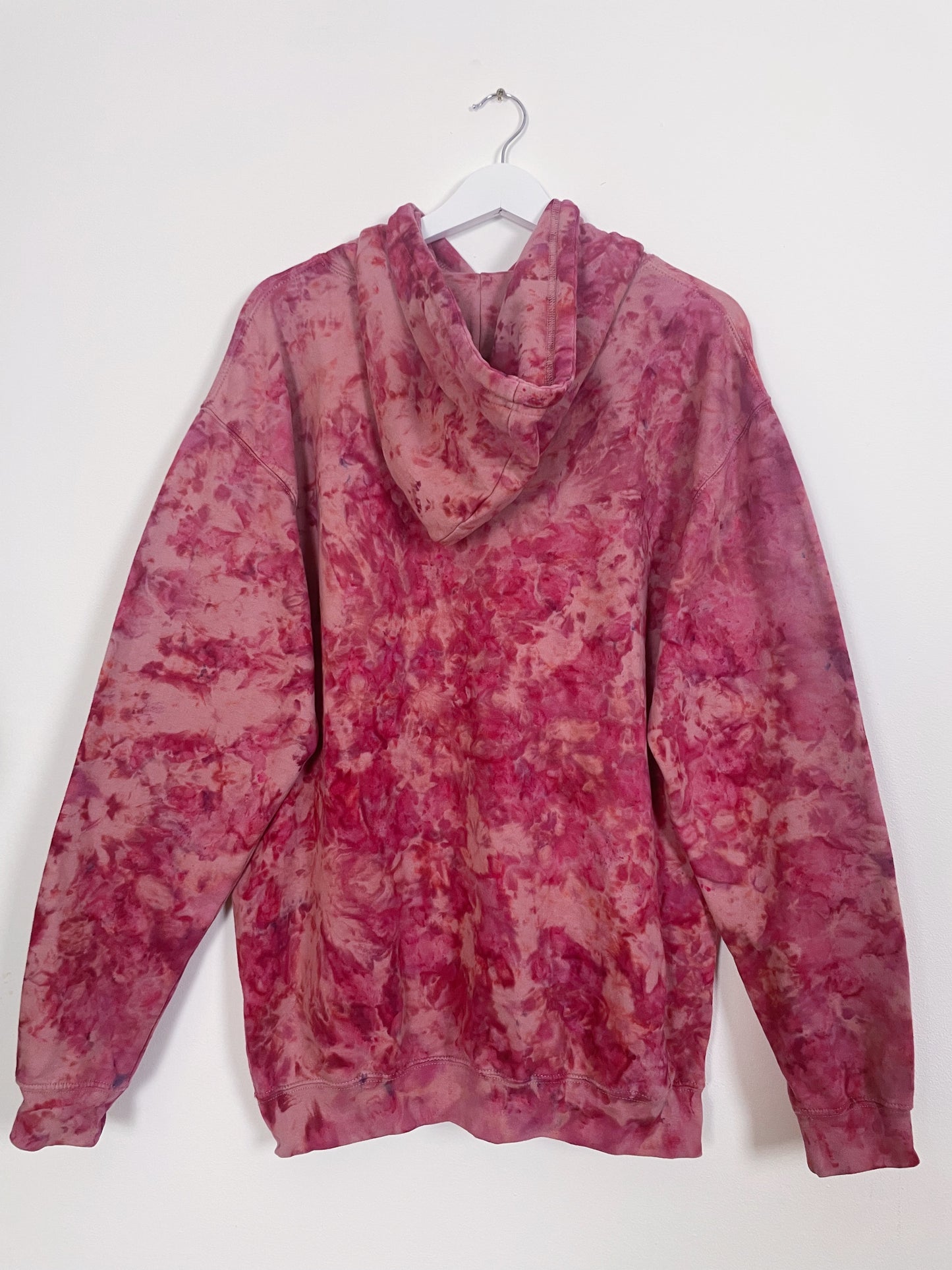 L | Ice Dye Crushed Raspberry Hand Dyed Pullover Hoodie