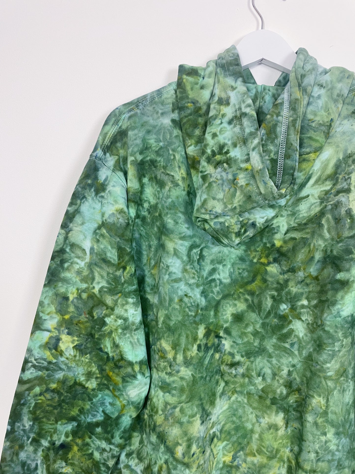M | Ice Dye Dark Green Hand Dyed Pullover Hoodie