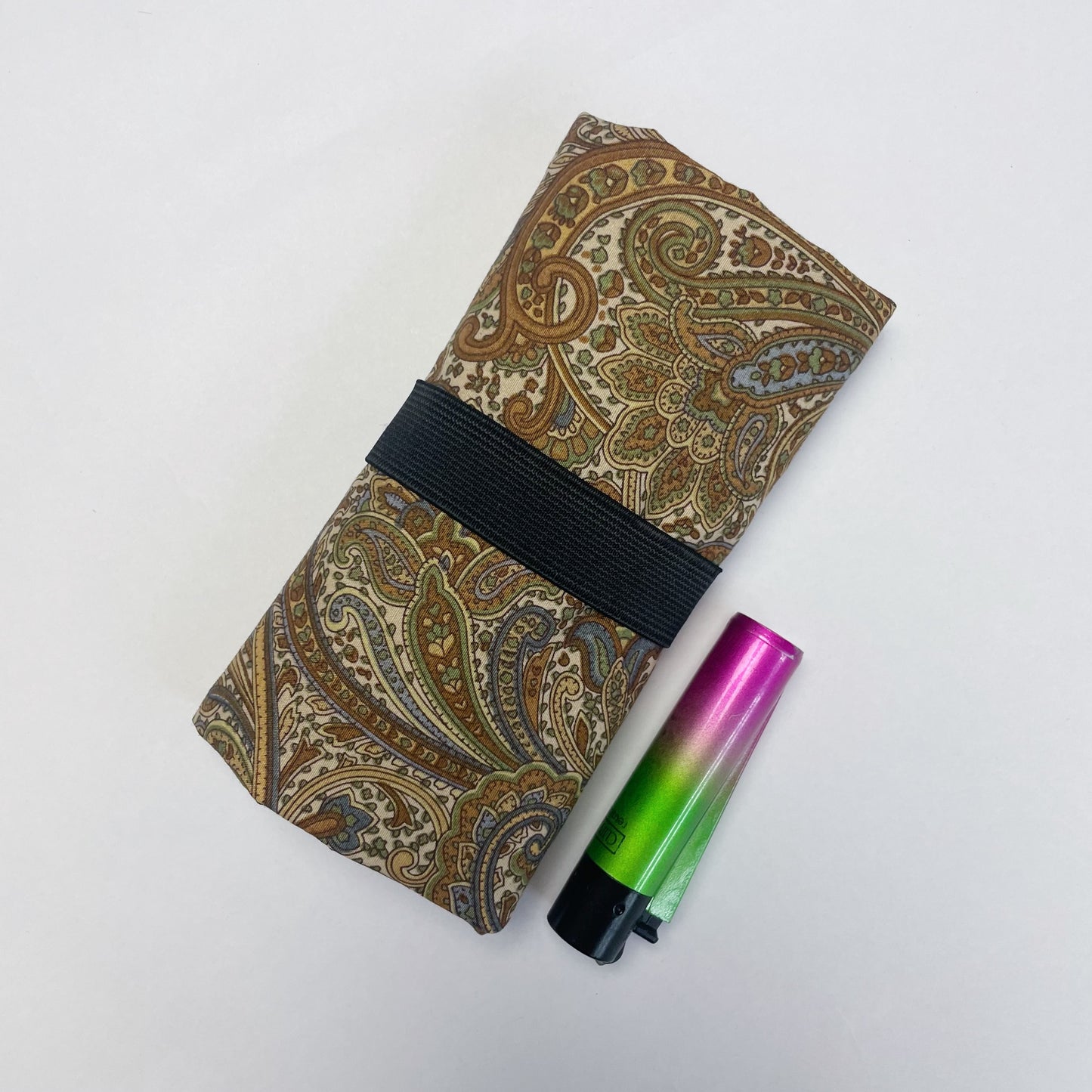 Handmade Tobacco Pouch | Brown Paisley Print Tobacco Storage Holder