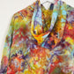 L | Ice Dye Rainbow Pink Multicolour Hand Dyed Pullover Hoodie