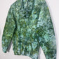 S | Ice Dye Dark Green Hand Dyed Pullover Hoodie