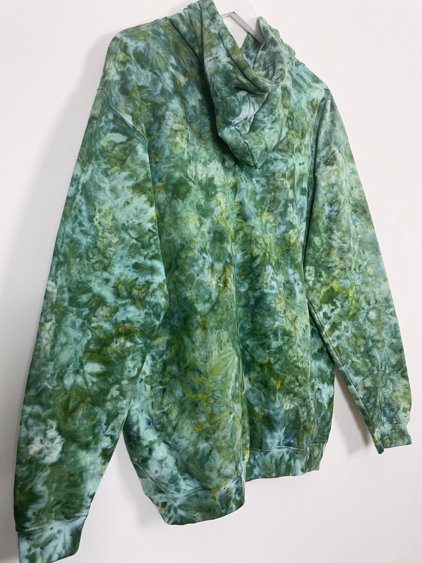 L | Ice Dye Dark Green Hand Dyed Pullover Hoodie