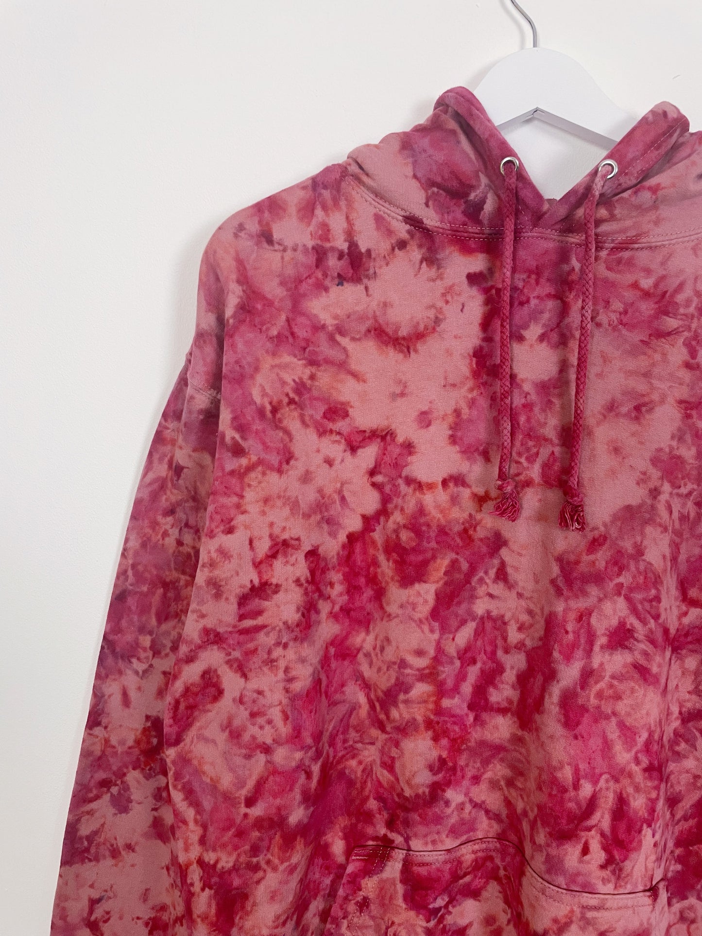 L | Ice Dye Crushed Raspberry Hand Dyed Pullover Hoodie