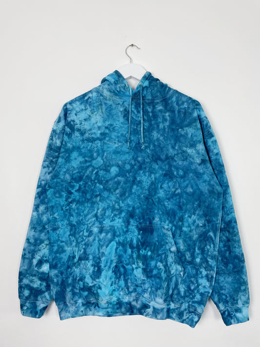 L | Ice Dye Ocean Blue Hand Dyed Pullover Hoodie