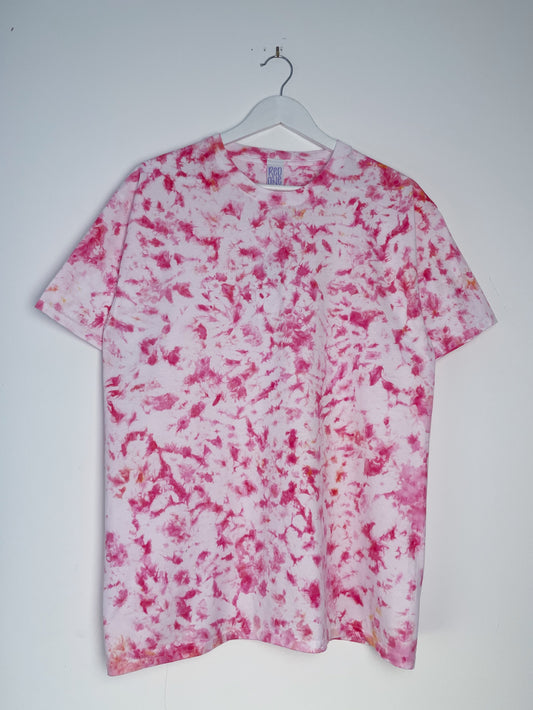 L | Ice Dye Pink Hand Dyed Ice Tie Dye T-Shirt