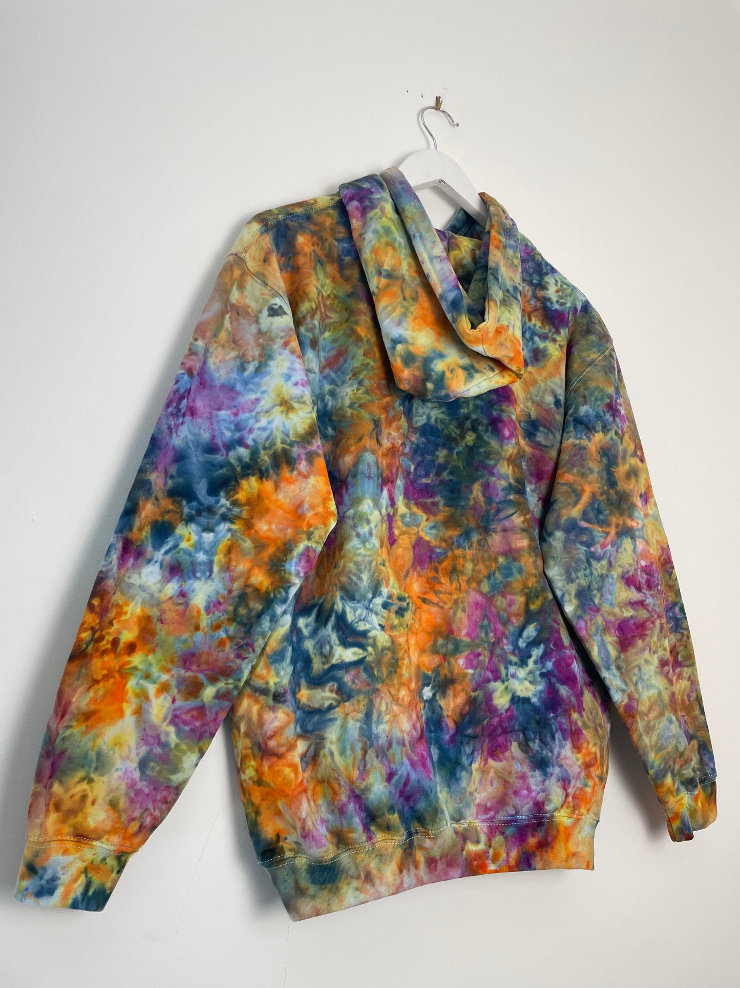 M | Ice Dye Blue Sunrise Multicolour Hand Dyed Pullover Hoodie