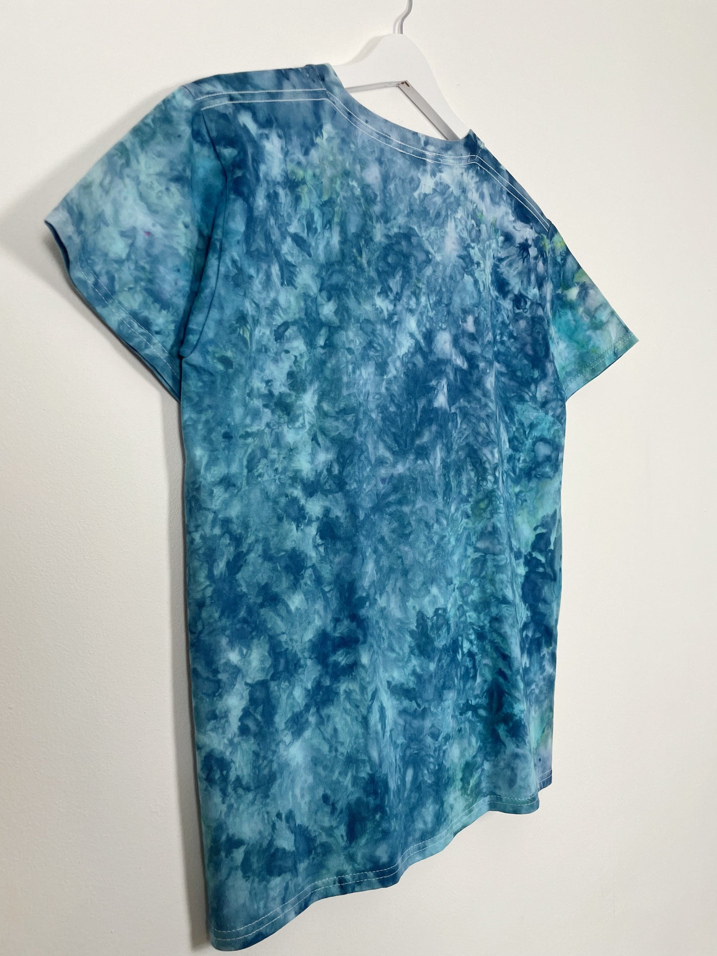 S | Ice Dye Ocean Blue Hand Ice Tie Dye T-Shirt