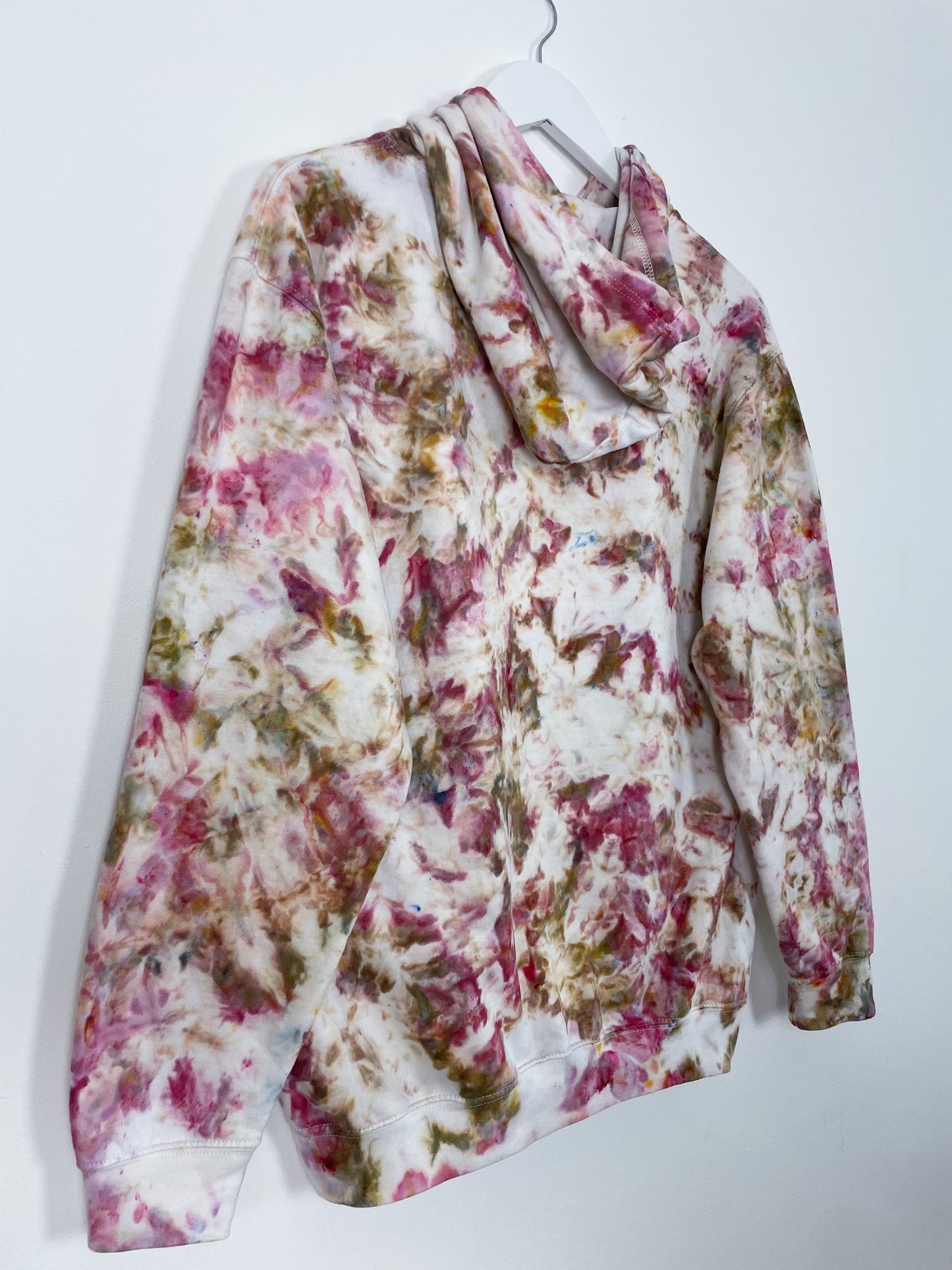 M | Ice Dye Dusty Pink and Brown Hand Dyed Pullover Hoodie