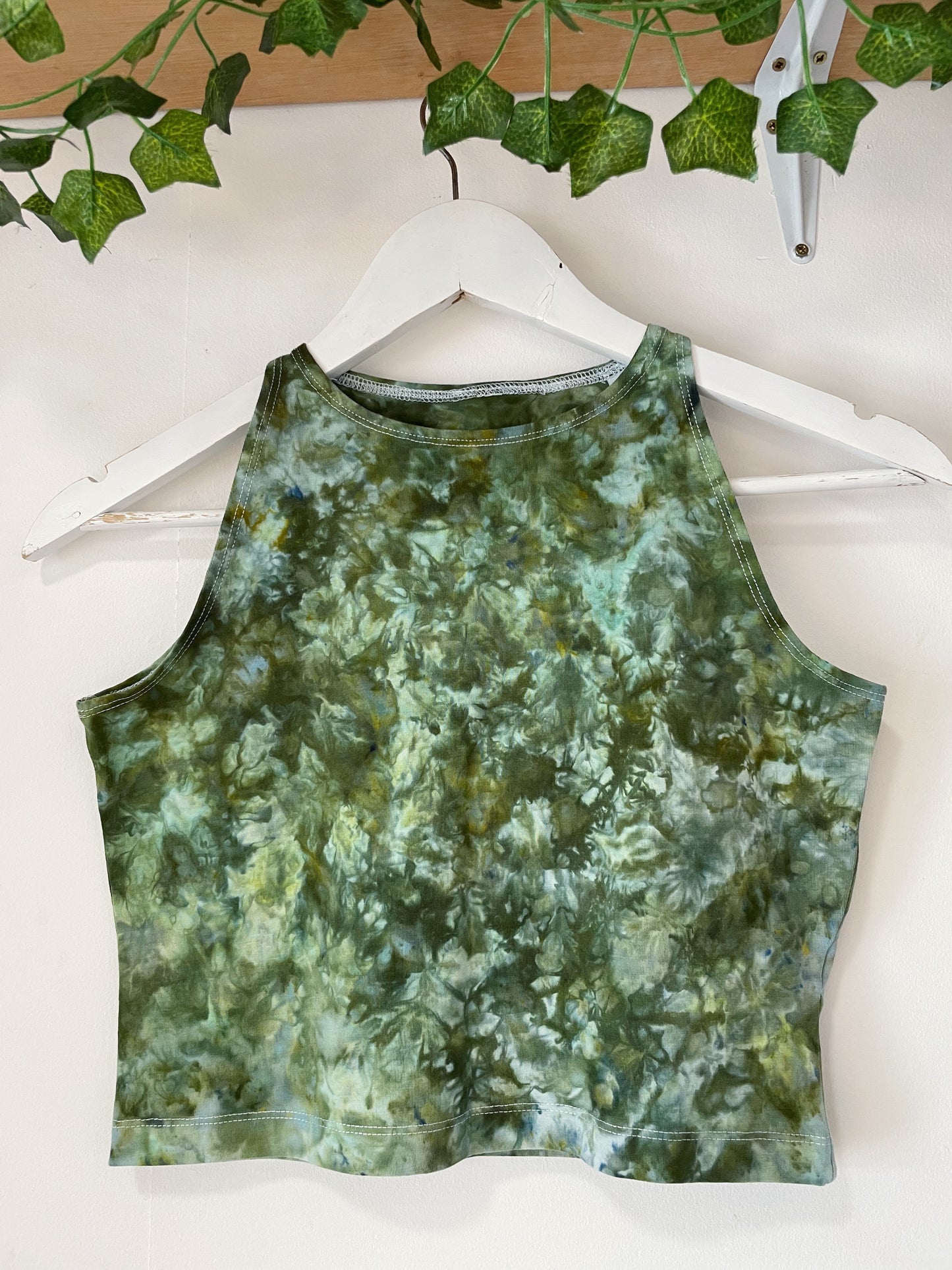 Ice Dye Green Crop Vest
