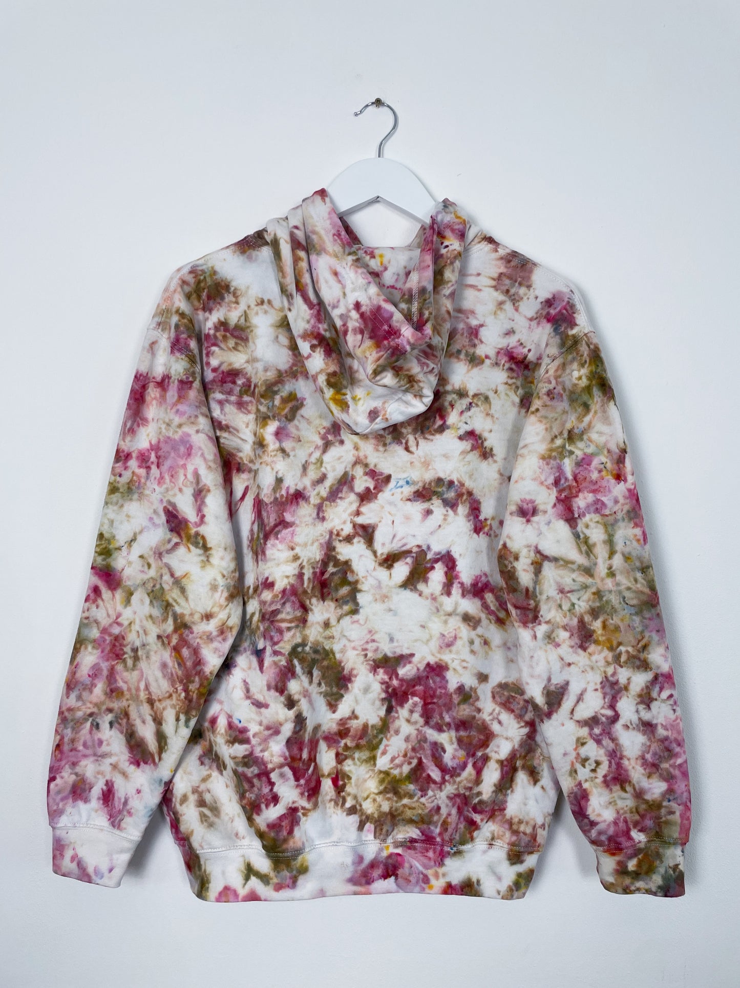 M | Ice Dye Dusty Pink and Brown Hand Dyed Pullover Hoodie