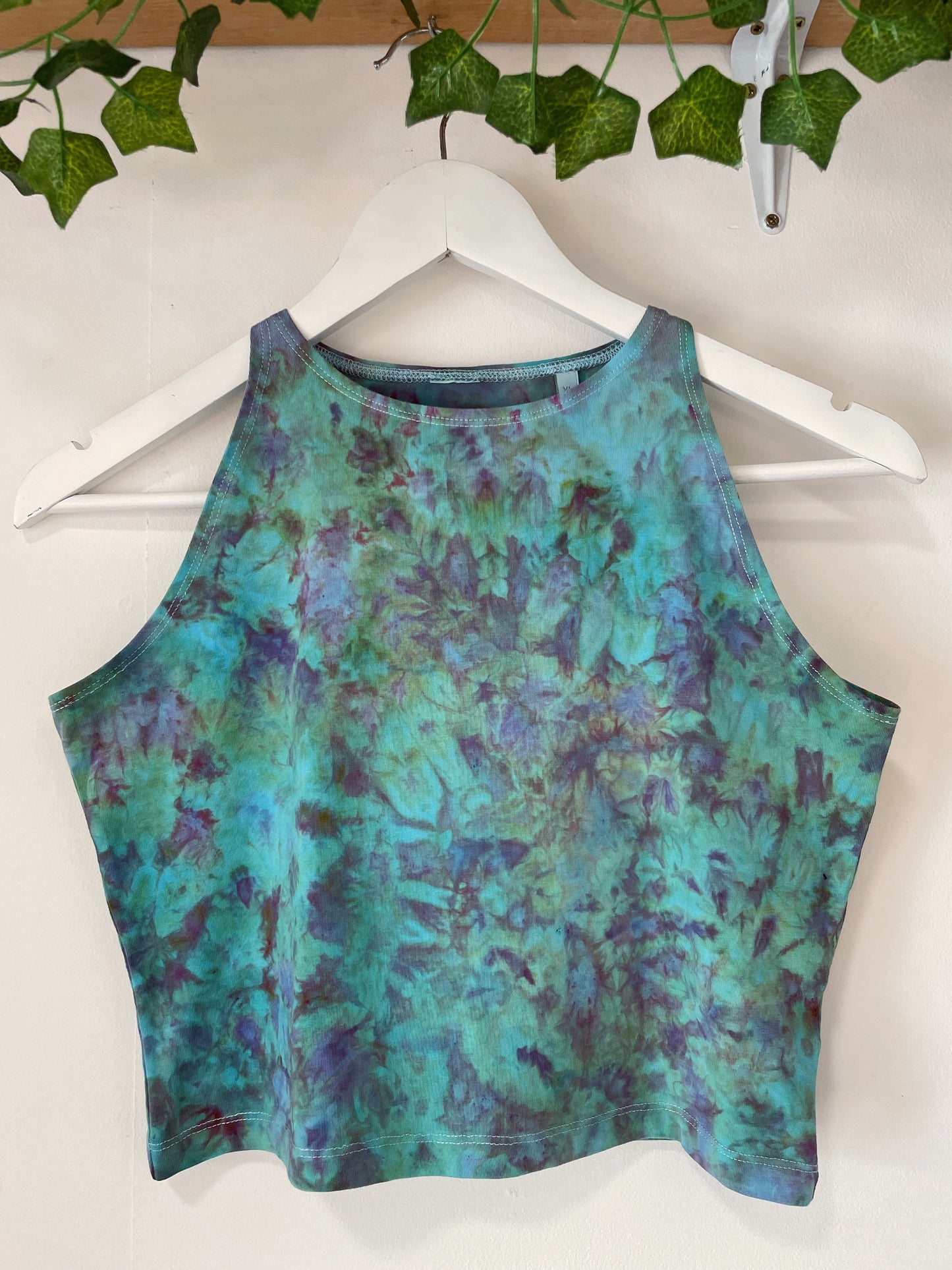 Ice Dye Blue/Purple/Green Crop Vest