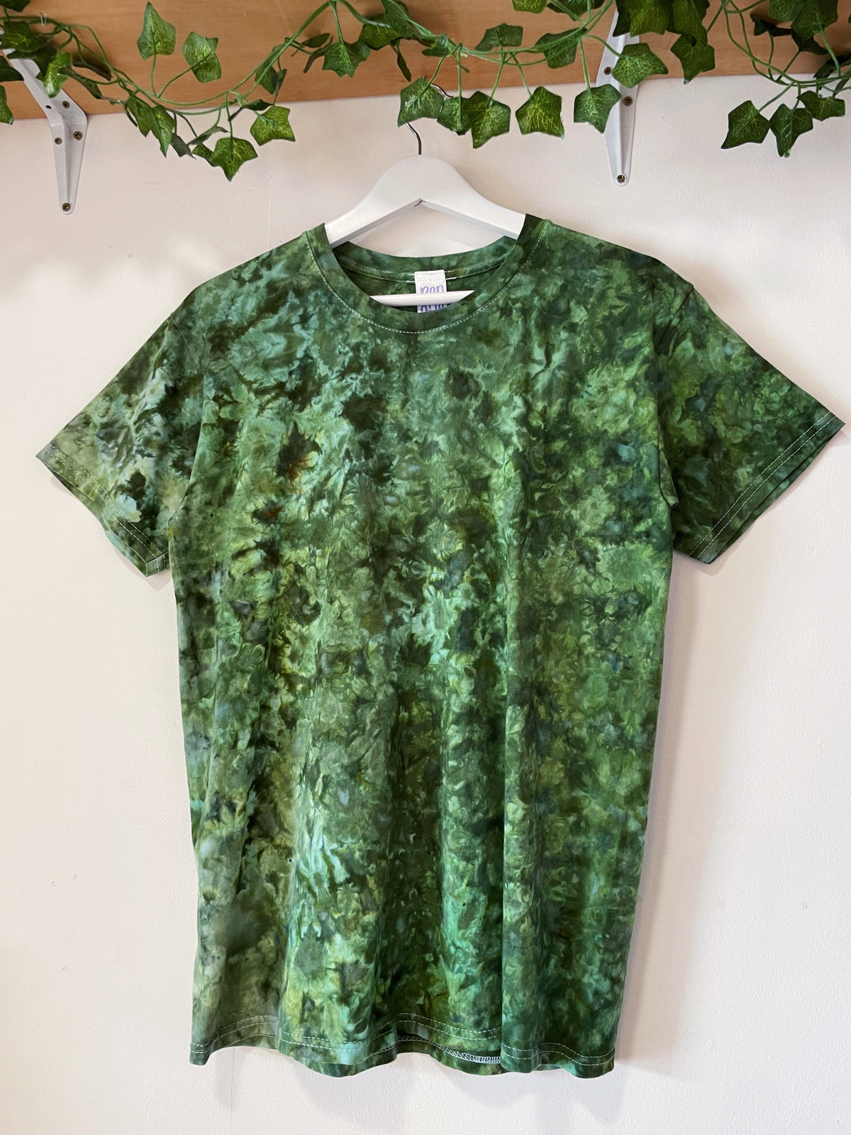 S | Ice Dye Dark Green Hand Dyed Ice Tie Dye T-Shirt