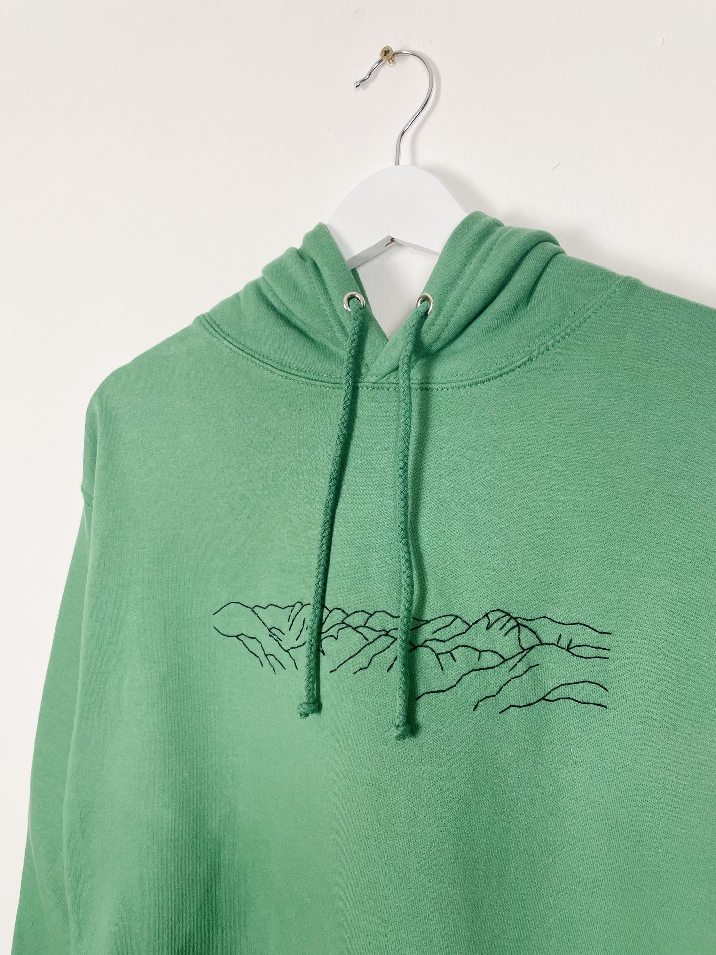 Mountain - Green Hand Embroidered Unisex Hoodie