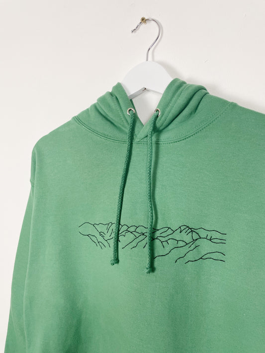 Mountain - Green Hand Embroidered Unisex Hoodie