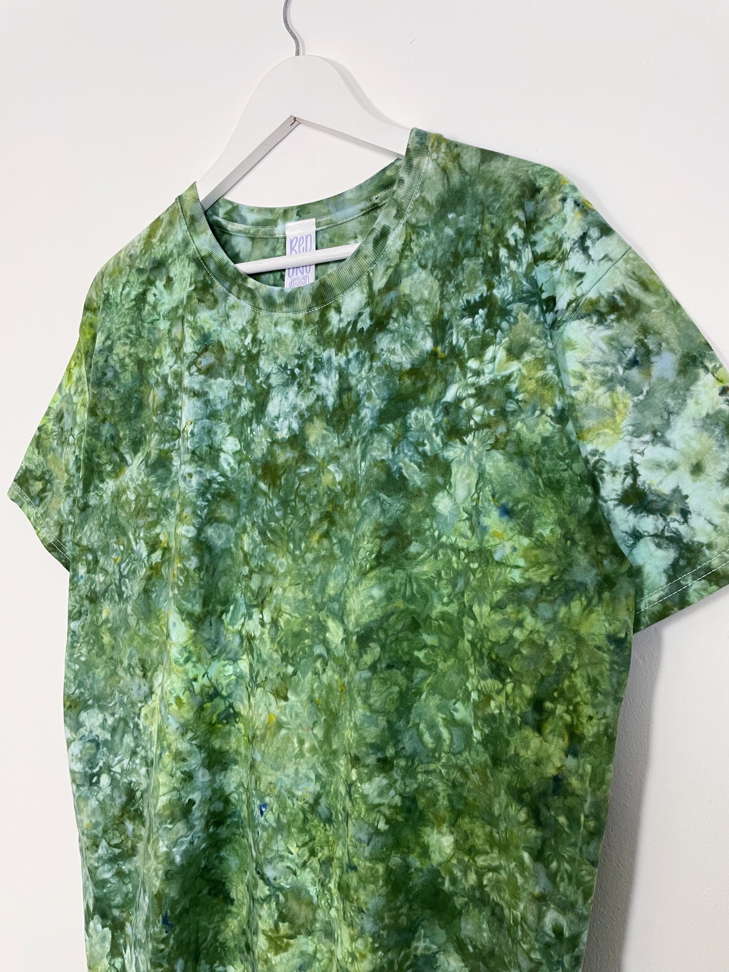 L | Ice Dye Dark Green Hand Dyed Ice Tie Dye T-Shirt