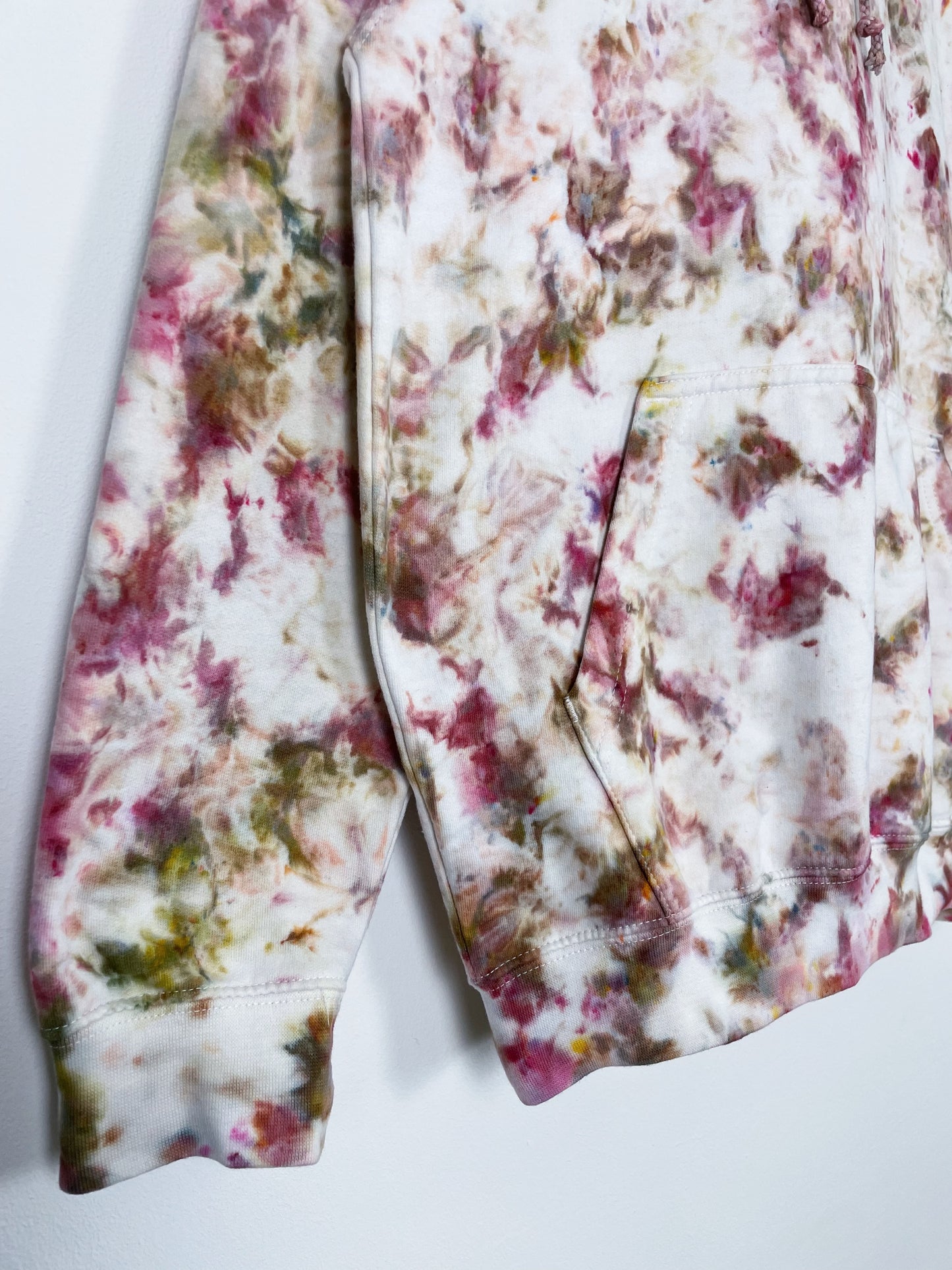 M | Ice Dye Dusty Pink and Brown Hand Dyed Pullover Hoodie