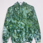 S | Ice Dye Dark Green Hand Dyed Pullover Hoodie