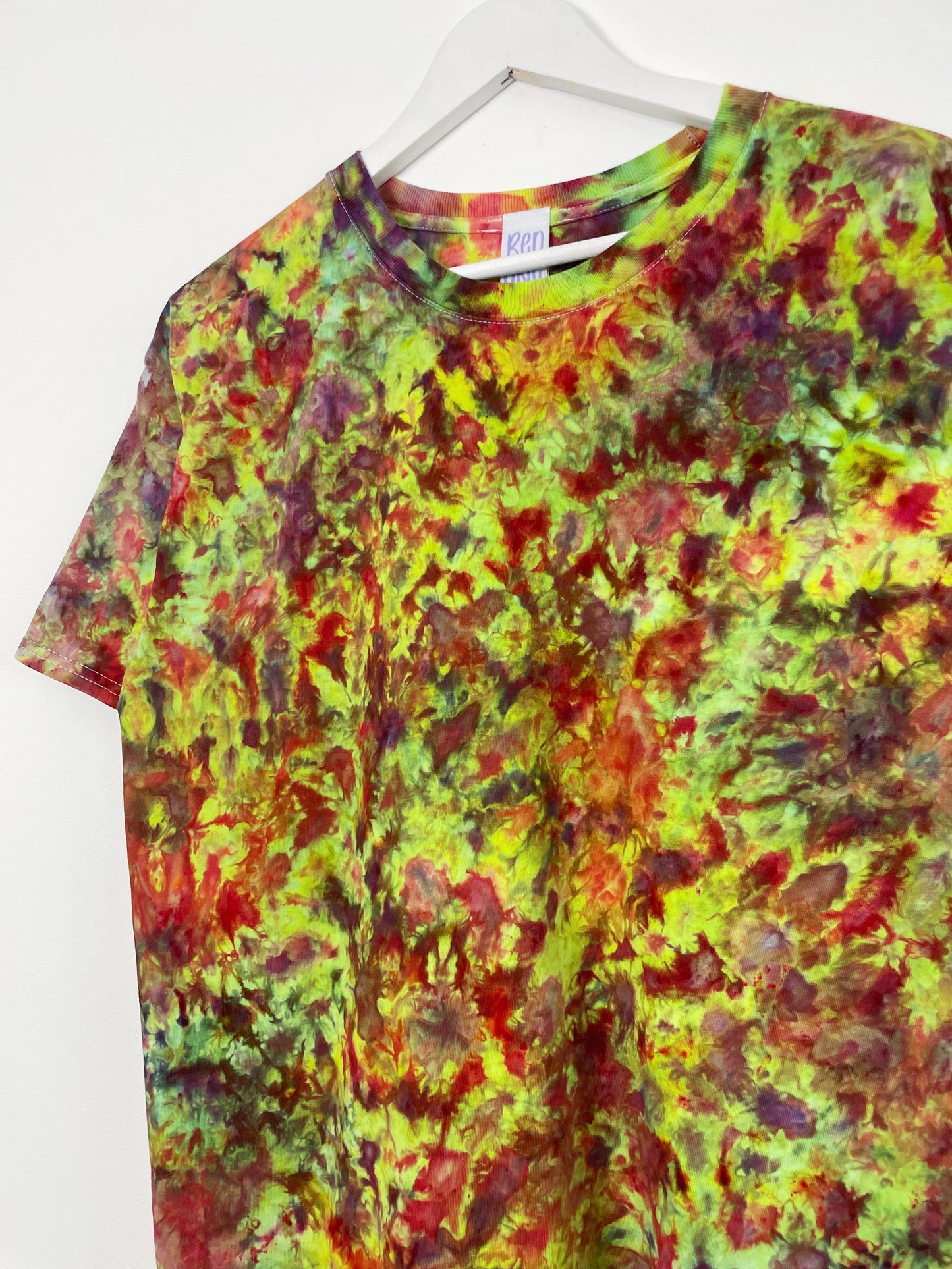 L | Ice Dye Rainbow Multicolour Hand Dyed Ice Tie Dye T-Shirt