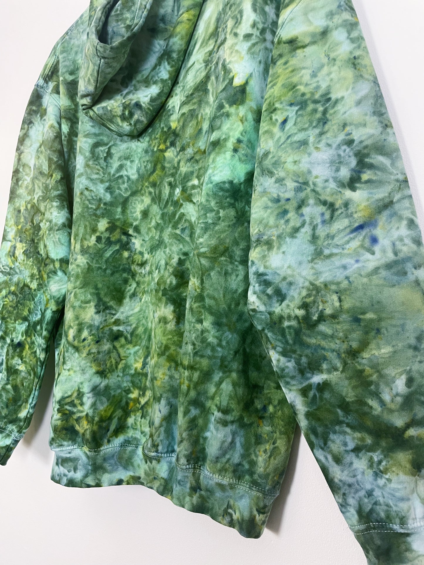 M | Ice Dye Dark Green Hand Dyed Pullover Hoodie