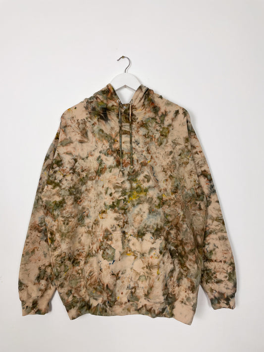 XL | Ice Dye Driftwood Hand Dyed Brown Pullover Hoodie