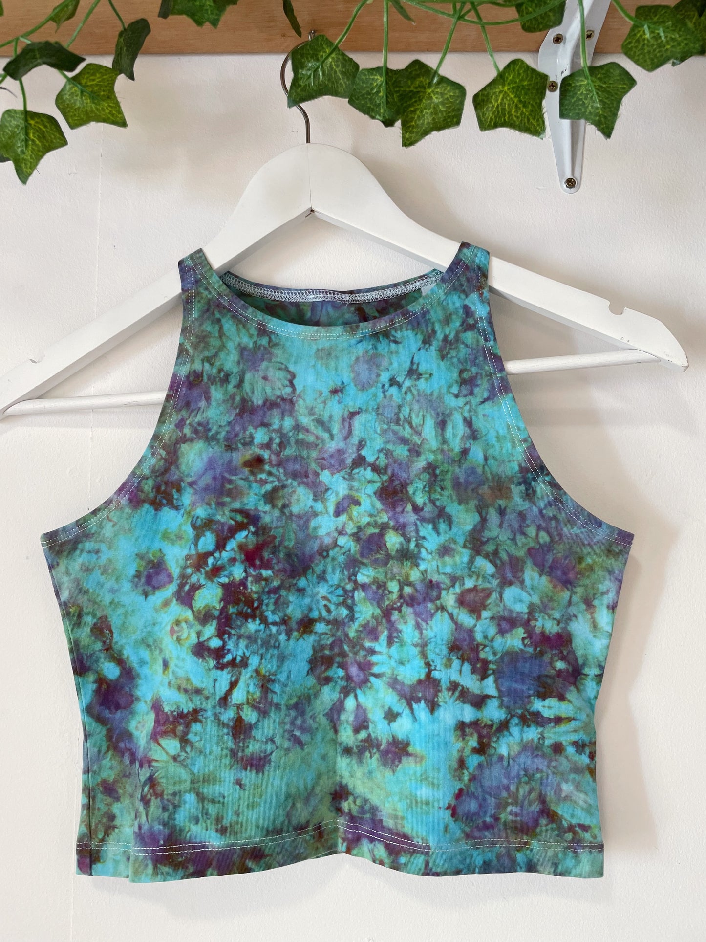 Ice Dye Blue/Purple/Green Crop Vest
