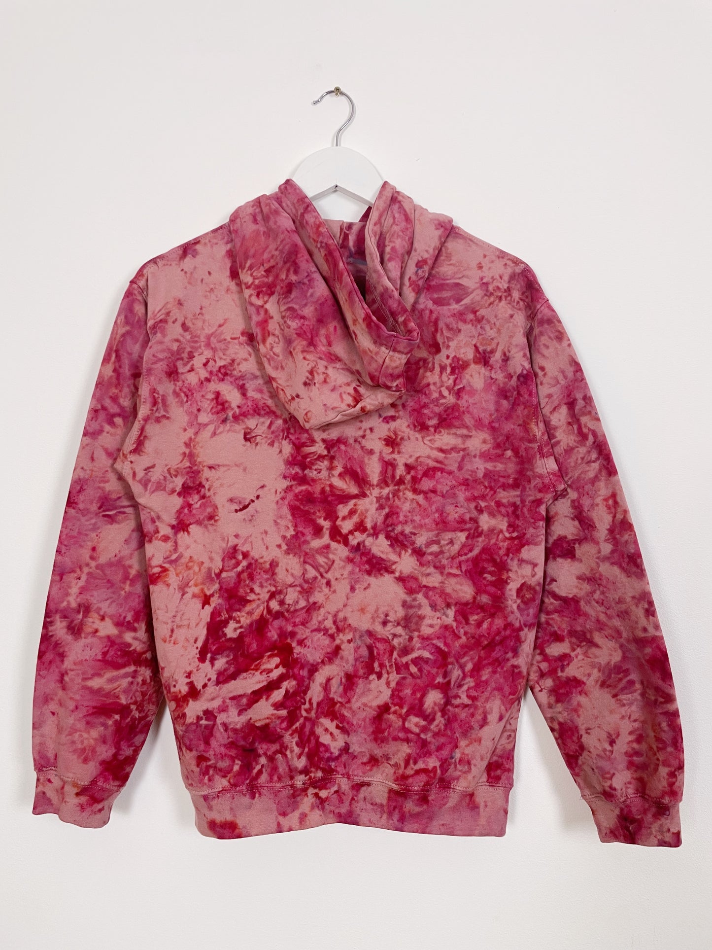S | Ice Dye Crushed Raspberry Hand Dyed Pullover Hoodie