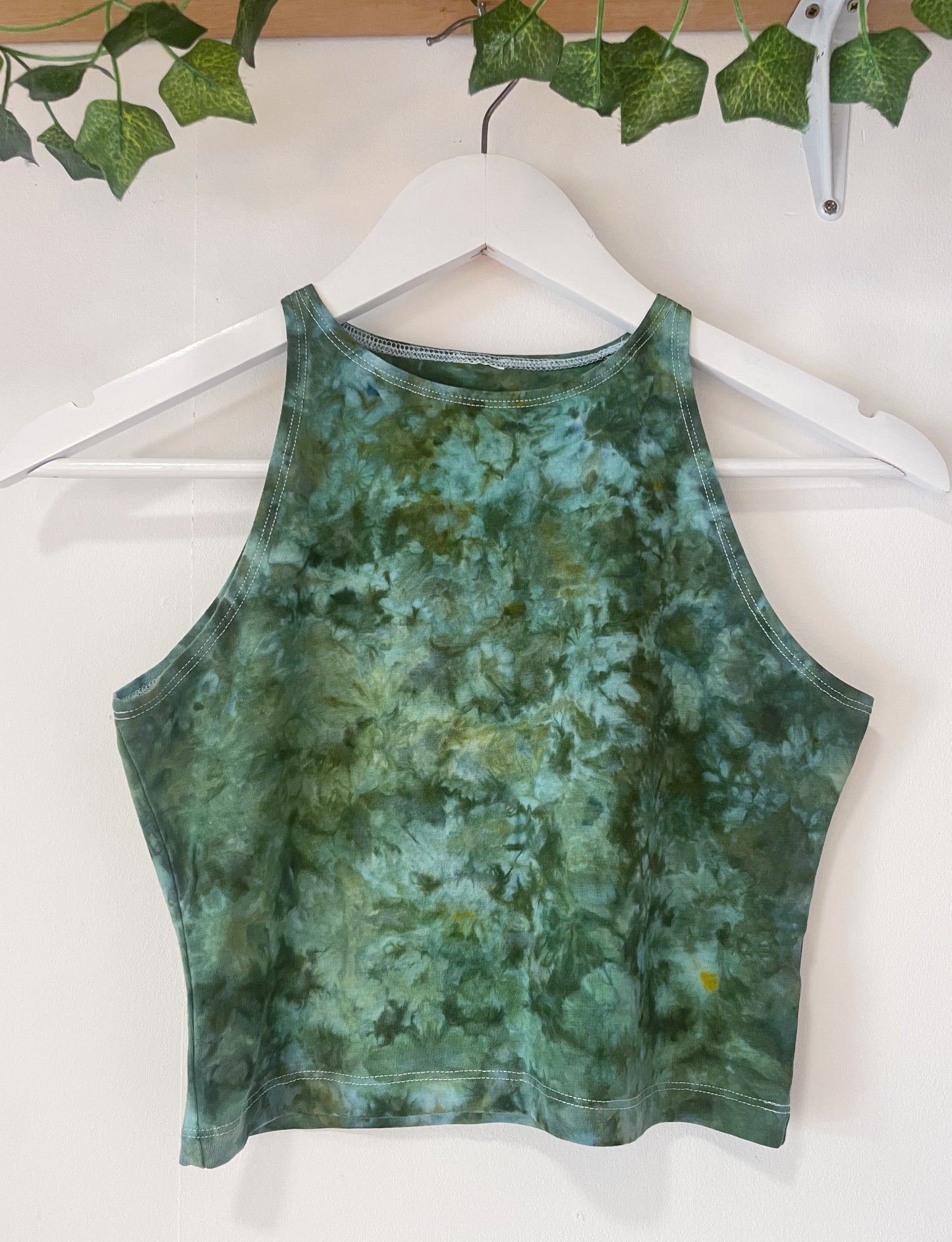 Ice Dye Green Crop Vest