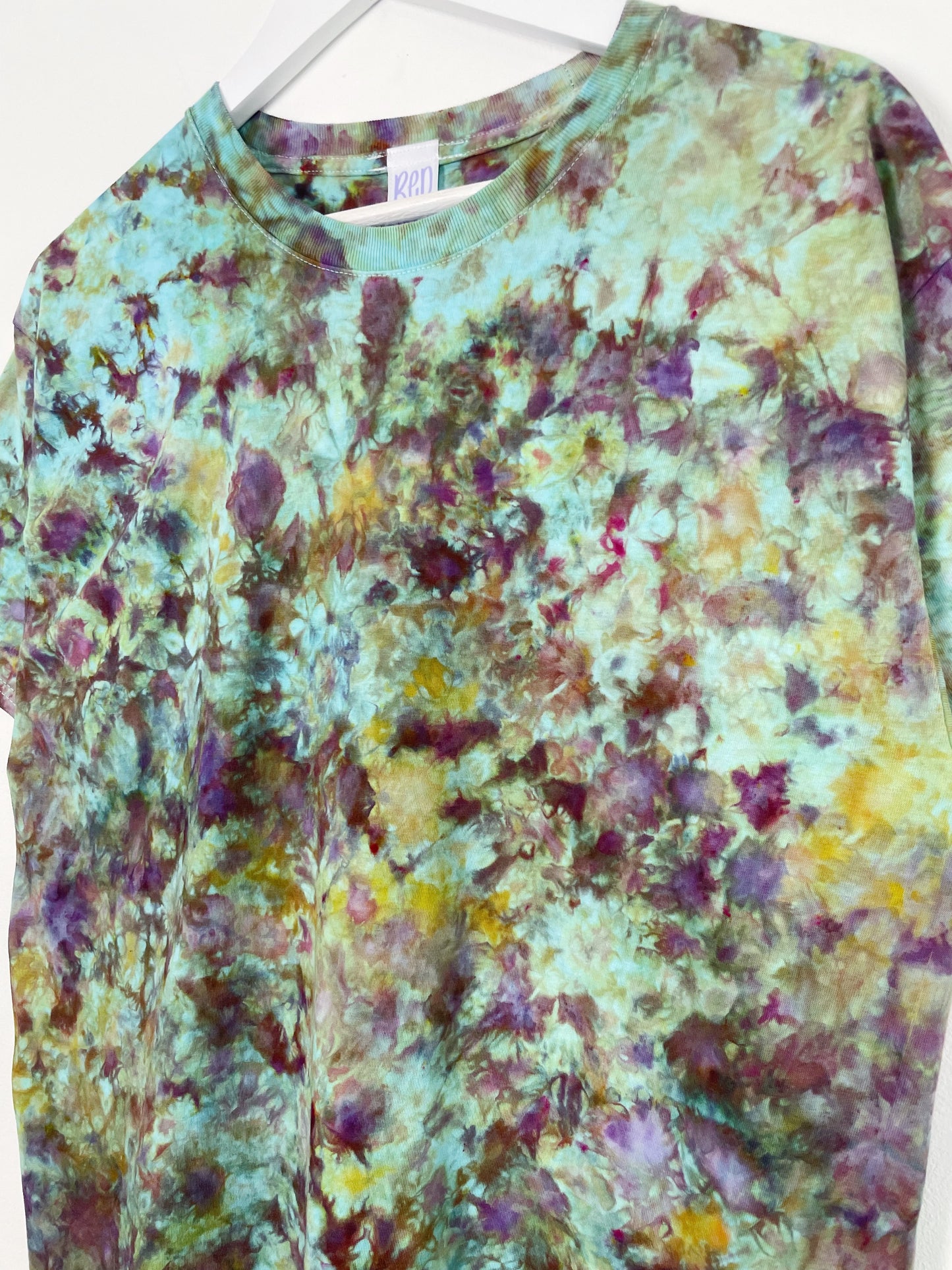 L | Blue Orange Purple Ice Dye Hand Dyed T-Shirt