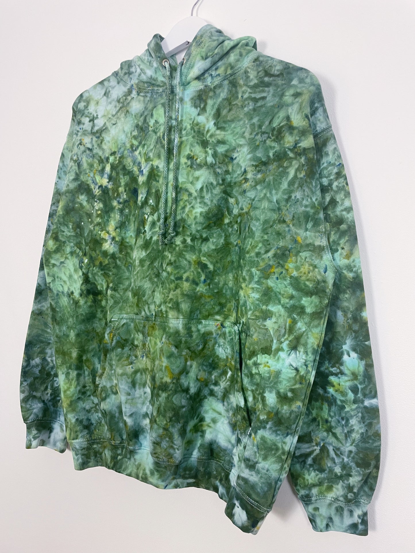 M | Ice Dye Dark Green Hand Dyed Pullover Hoodie