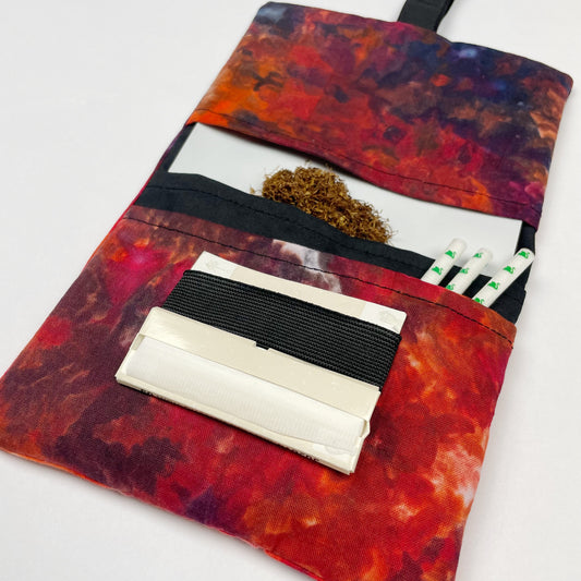 Handmade Red Galaxy Ice Dye Tobacco Pouch