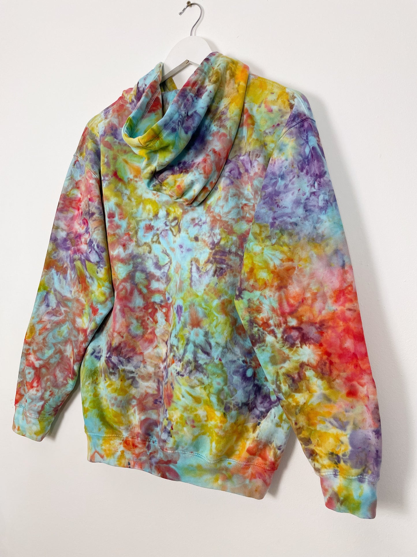 M | Ice Dye Rainbow Multicolour Hand Dyed Pullover Hoodie