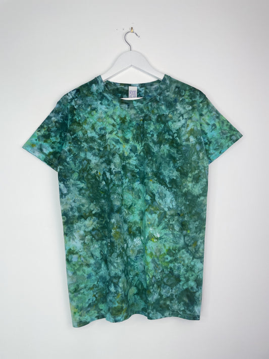 S | Ice Dye Dark Green Hand Dyed Ice Tie Dye T-Shirt