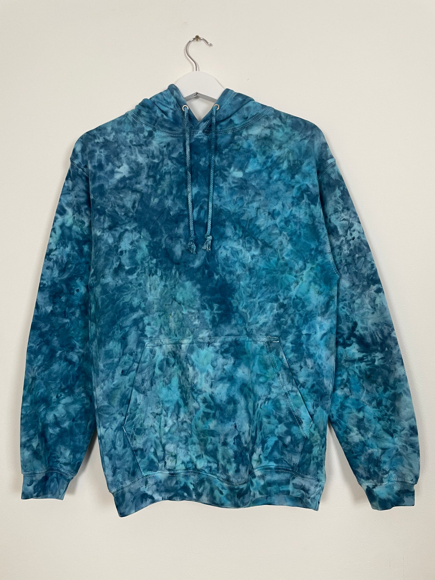 S | Ice Dye Ocean Blue Hand Dyed Pullover Hoodie