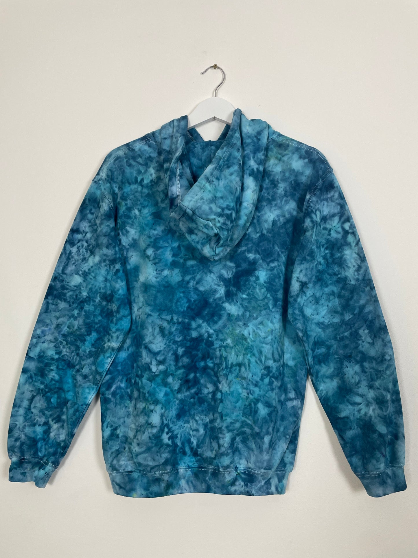 S | Ice Dye Ocean Blue Hand Dyed Pullover Hoodie
