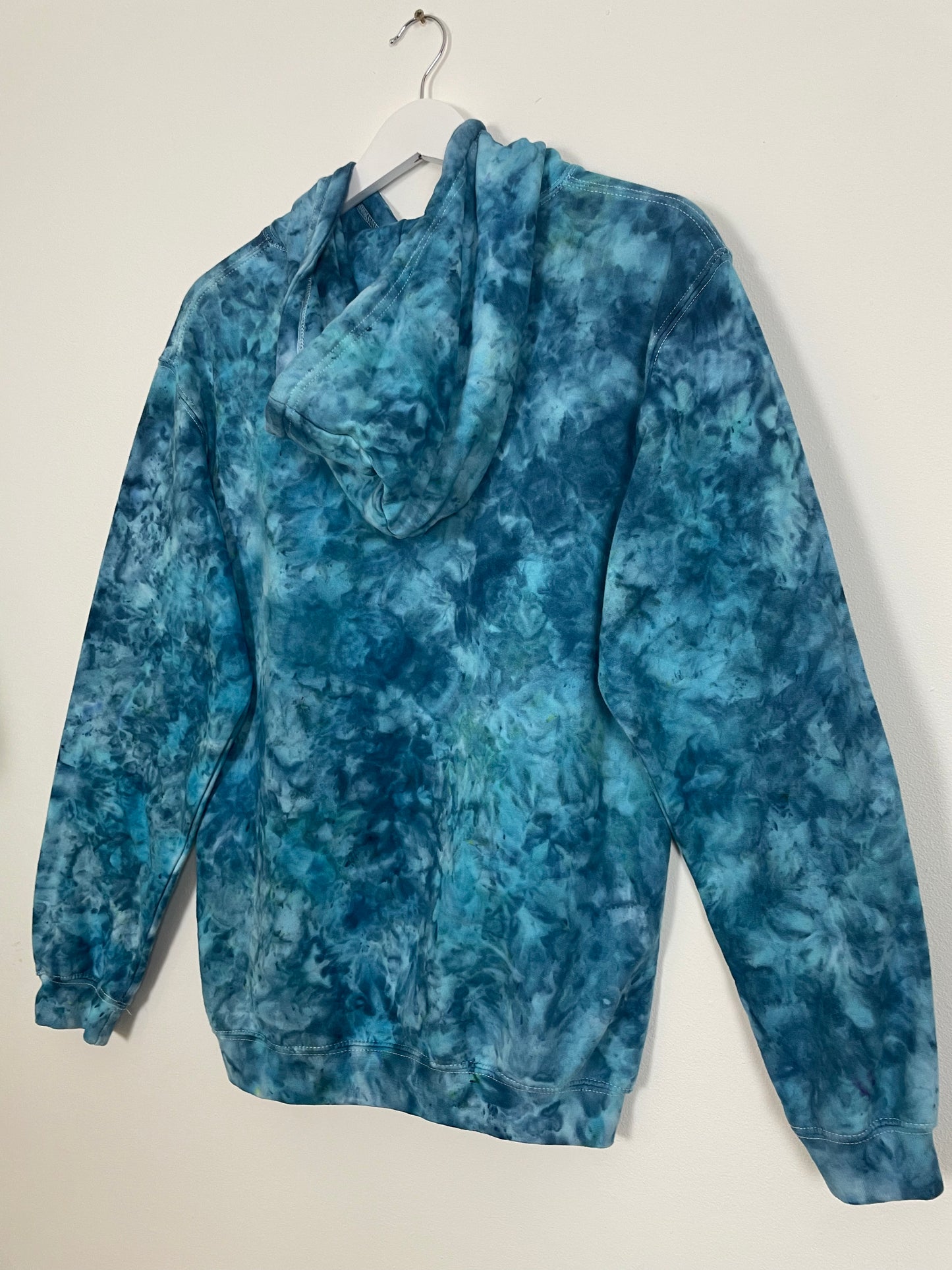 S | Ice Dye Ocean Blue Hand Dyed Pullover Hoodie