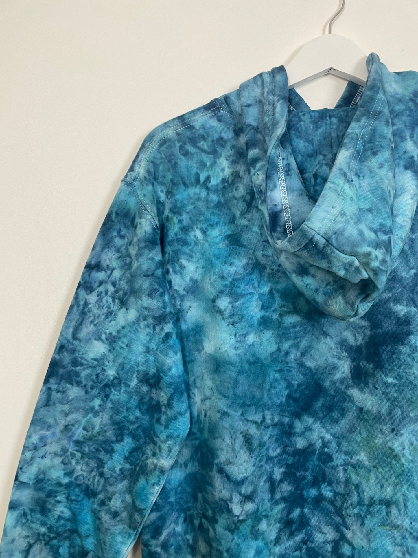 S | Ice Dye Ocean Blue Hand Dyed Pullover Hoodie