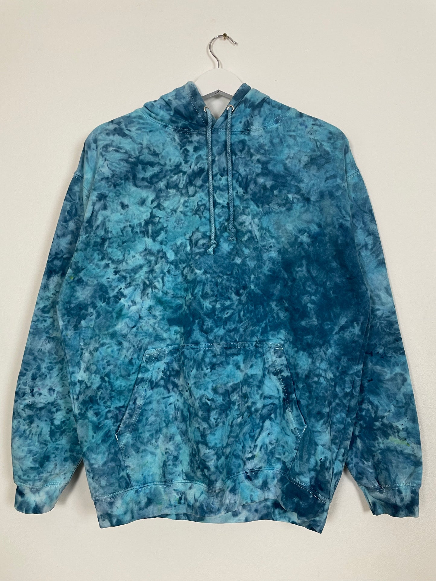 M | Ice Dye Ocean Blue Hand Dyed Pullover Hoodie